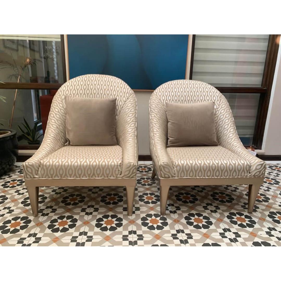 Pair of Accent Chairs in Ivory SoUnique.PK