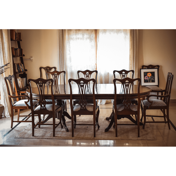 Extendable Dining Table with 10 Chairs- Sounique.PK