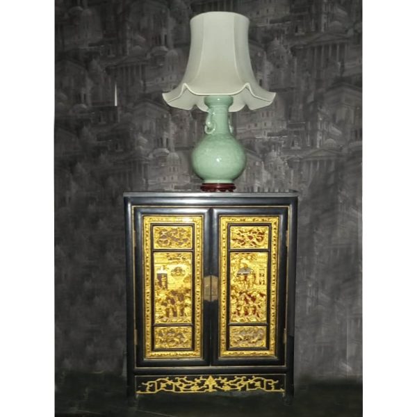 Black and Gold Chinoiserie Cabinet- SoUnique.pk