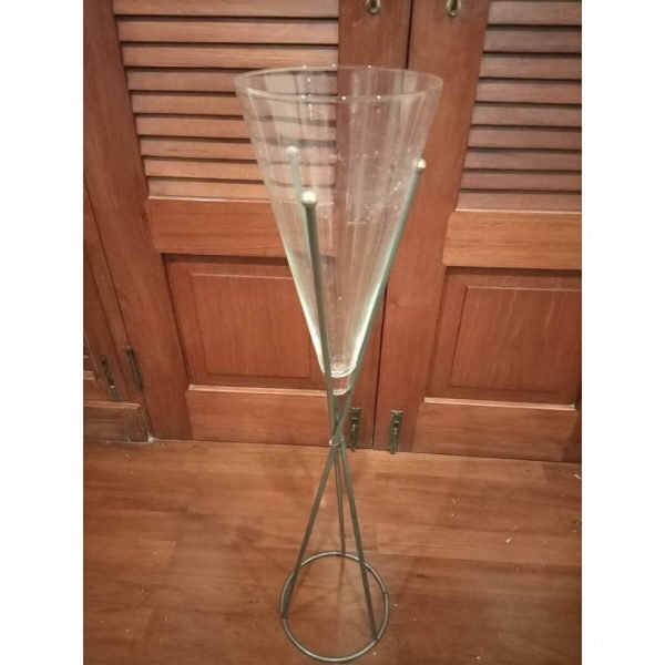 Glass Vase with Metal Stand- SoUnique.PK