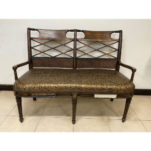 Bench with Embossed Leather & Wicker-SoUnique.PK
