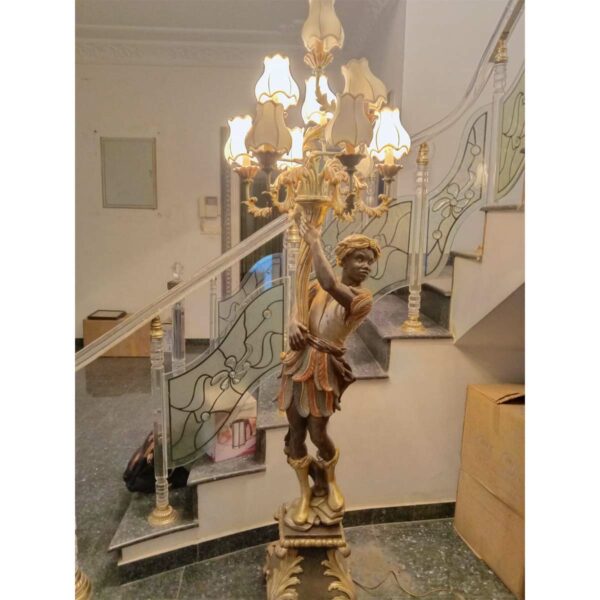Hand Carved Wood Floor Lamp - SoUnique.PK