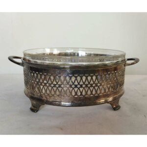 Glass Serving Bowl with Metal Stand - SoUnique.PK