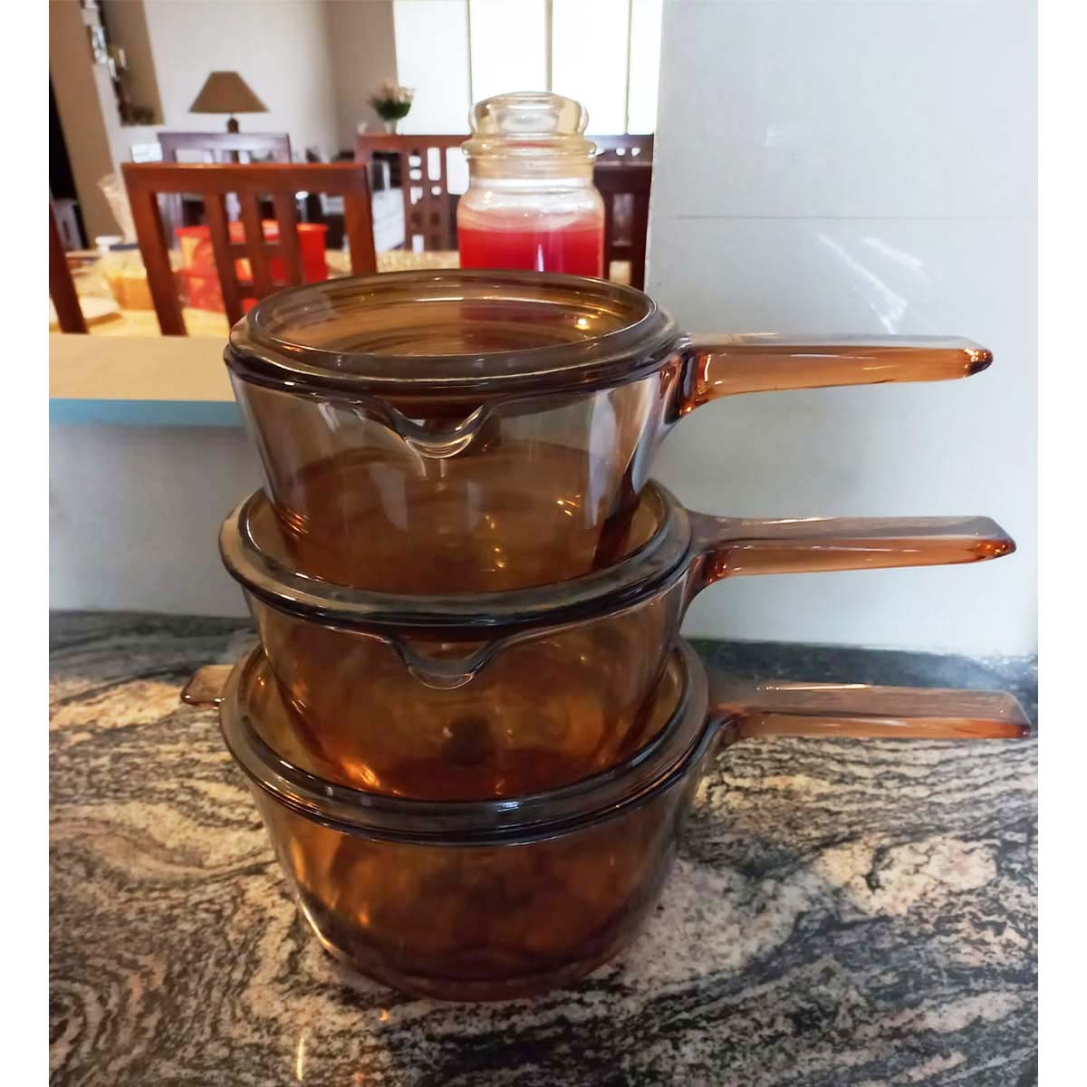 Set Of 3 Vision Glass Cookware with LidsSoUnique.PK