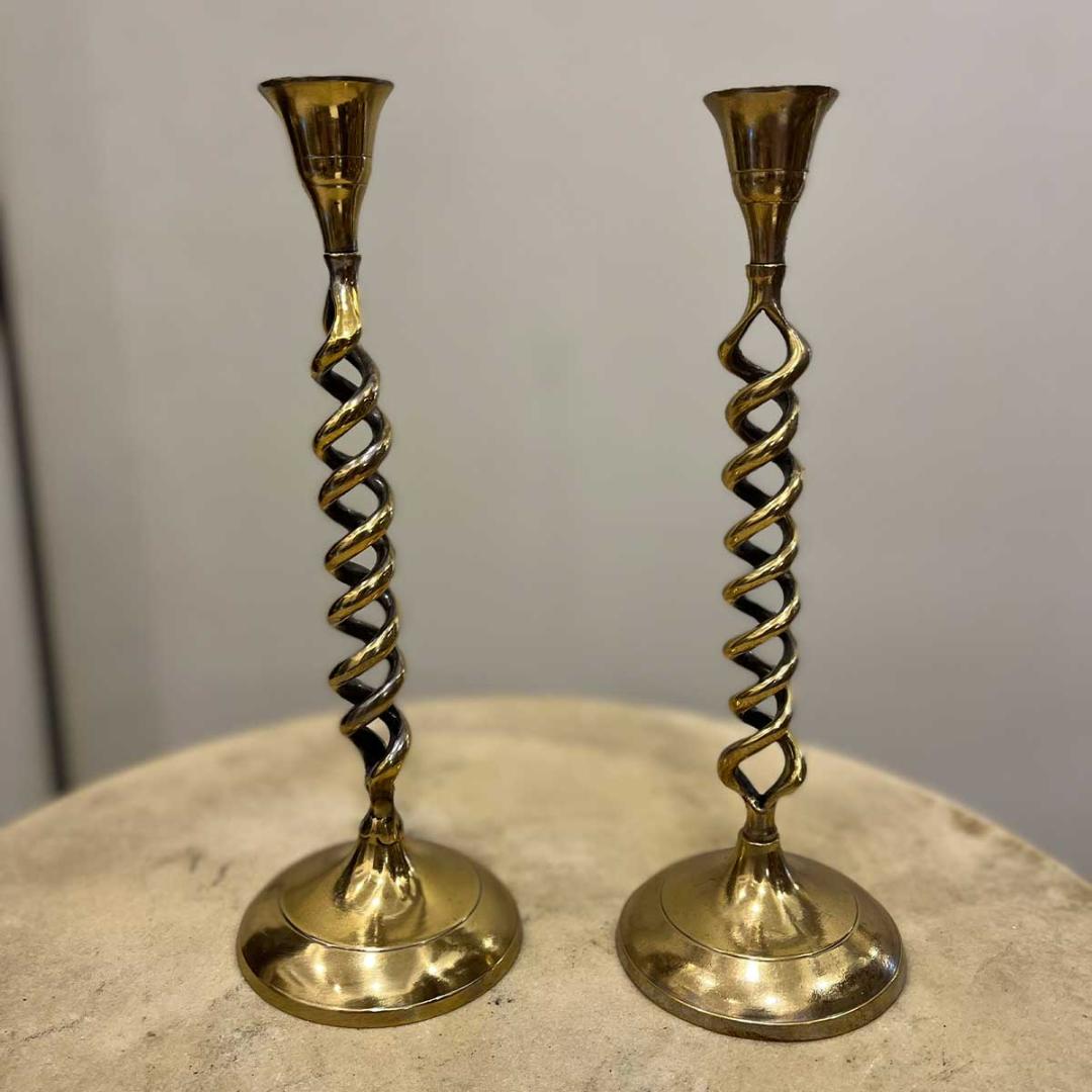 Pair of Vintage Spiral Candle Stands - SoUnique.PK
