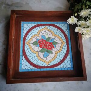 Vintage Rose Mosaic Serving Tray - SoUnique.PK