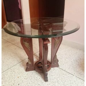 Carved Side Table with Glass Top - SoUnique.PK