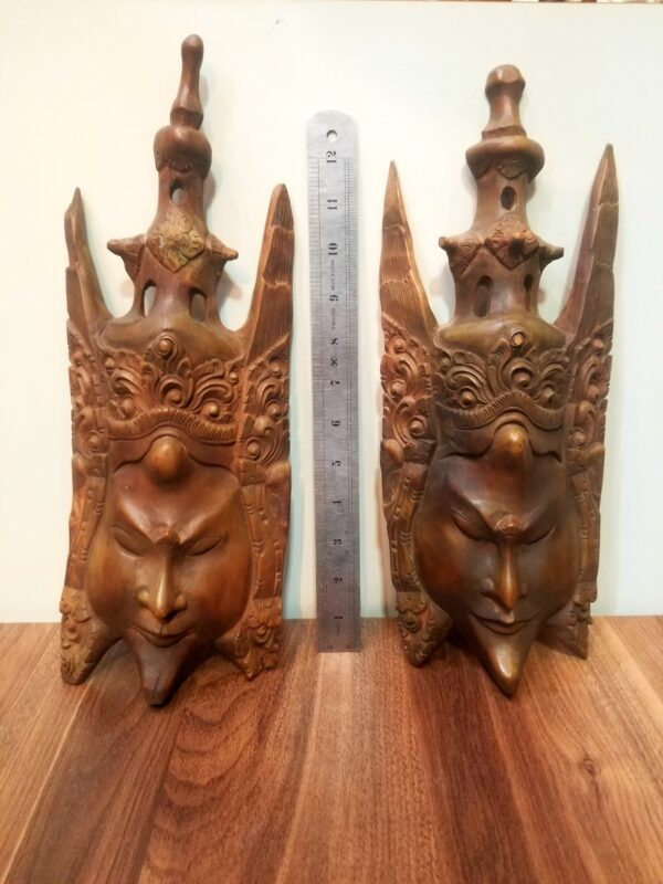 Pair of Carved Wood Chinese Masks-SoUnique.PK