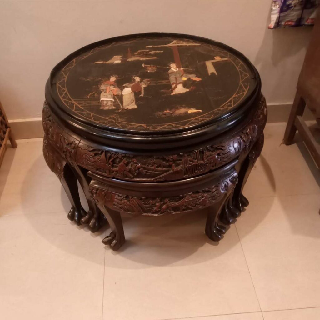 Antique Chinese Tea Table with Stools SoUnique.PK