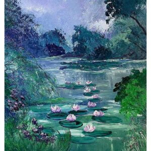 Water Lilies In Blue Water-SoUnique.PK