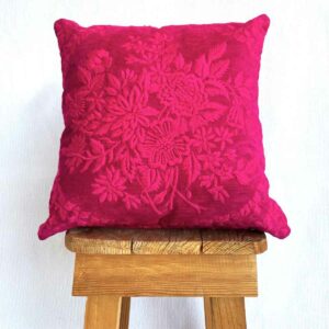 Embroidered Fuchsia Cushion-SoUnique.PK