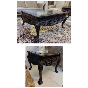 Carved Centre Table with Matching Side Table Pair-SoUnique.PK