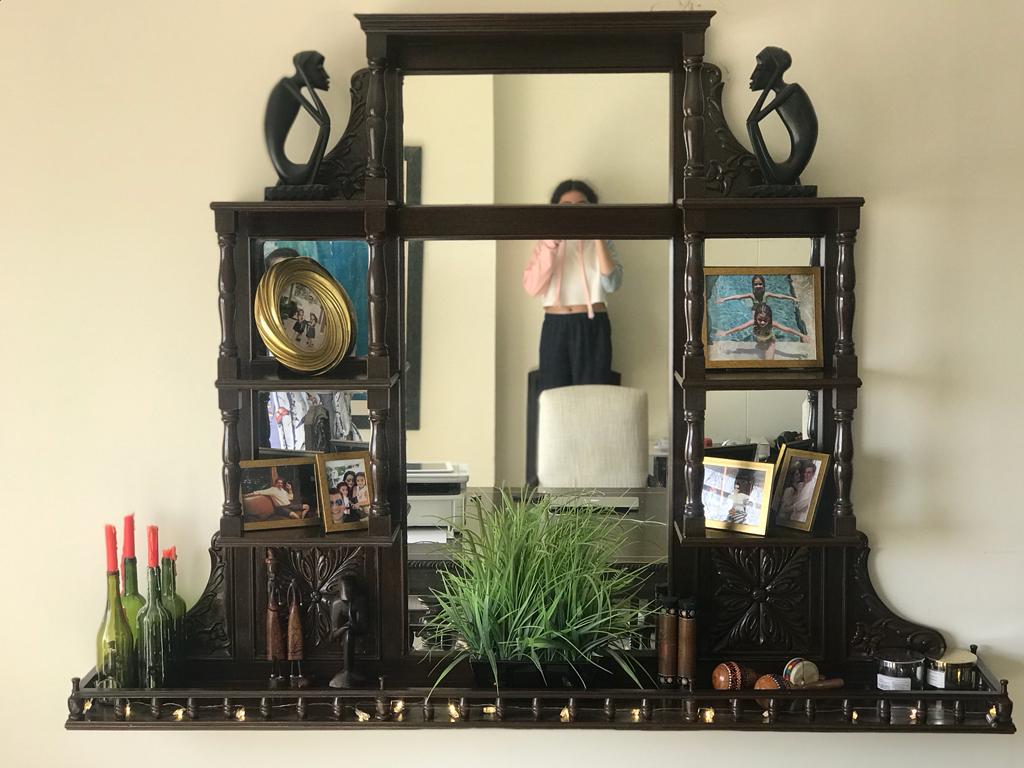 Sheesham Wall Display With Mirror-SoUnique.PK