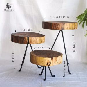 Tripod Wood Log Table Set-SoUnique.PK
