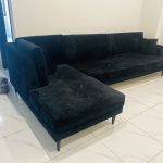 Sectional Sofa In Black Suede-SoUnique.PK