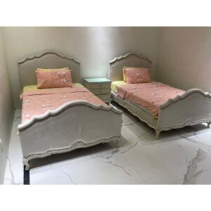 Pair of Single Beds with Side Table-SoUnique.PK