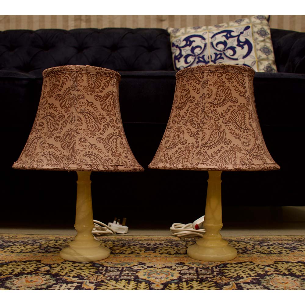 12121 (3) Pair of White Onyx Marble Lamps-SoUnique.PK