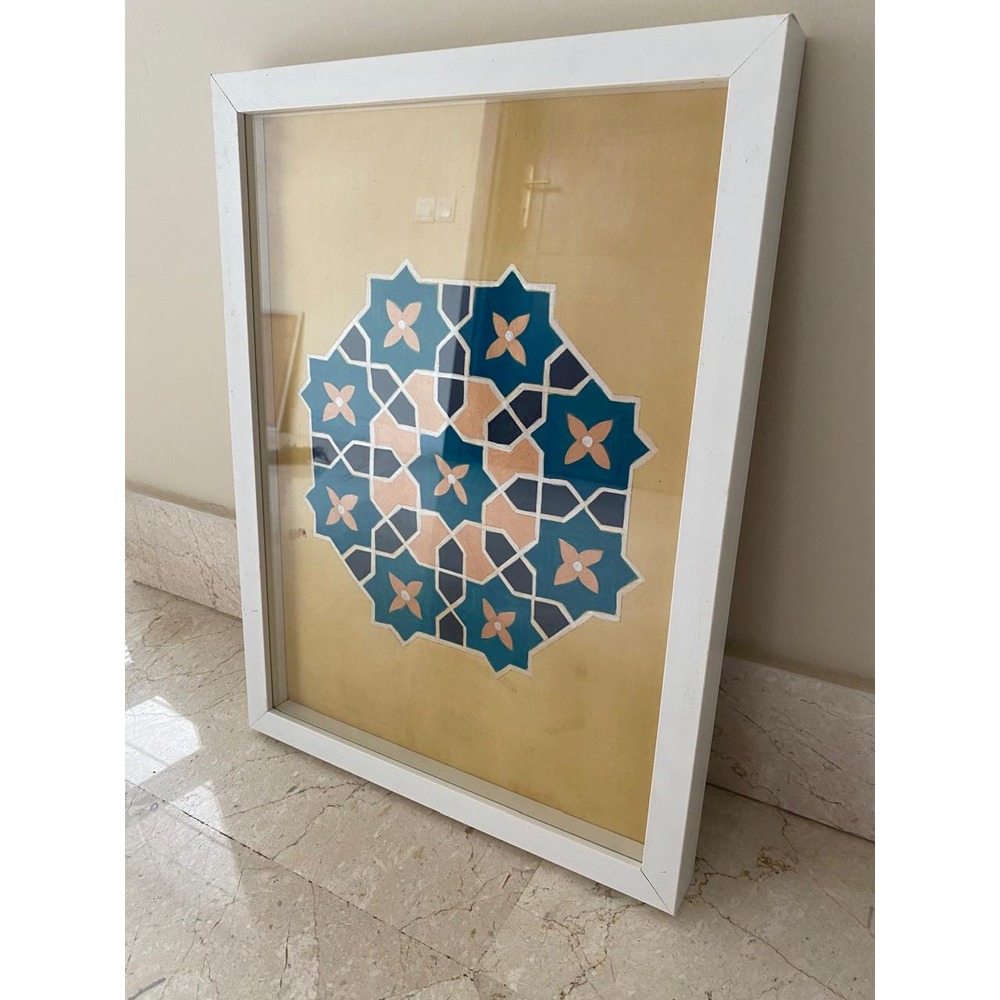 Geometric Motif in Watercolor on Wasli-SoUnique.PK