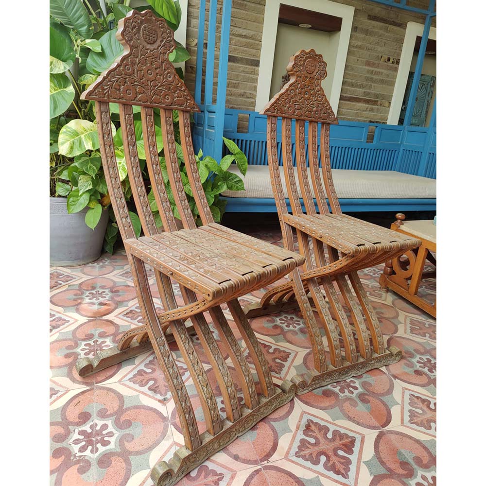 Pair of Ethnic Accent Chairs - SoUnique.PK