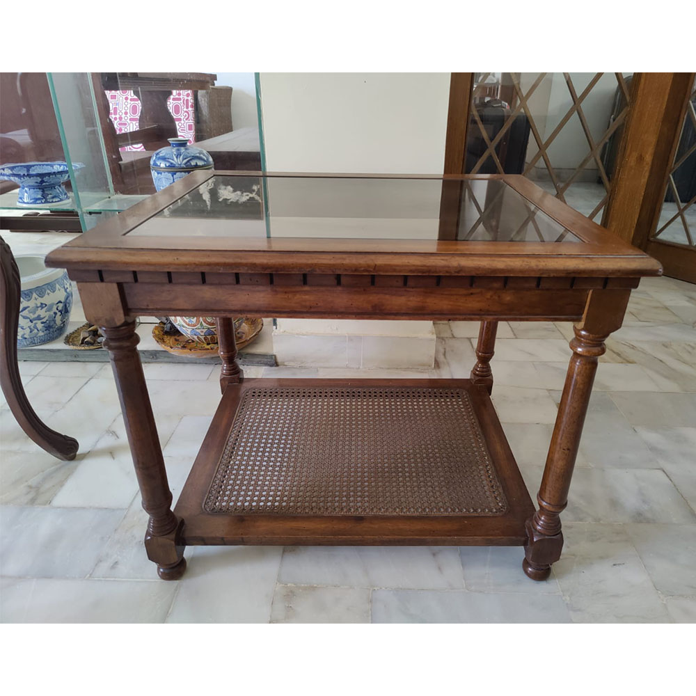 Teak and Cane Side Table - SoUnique.PK