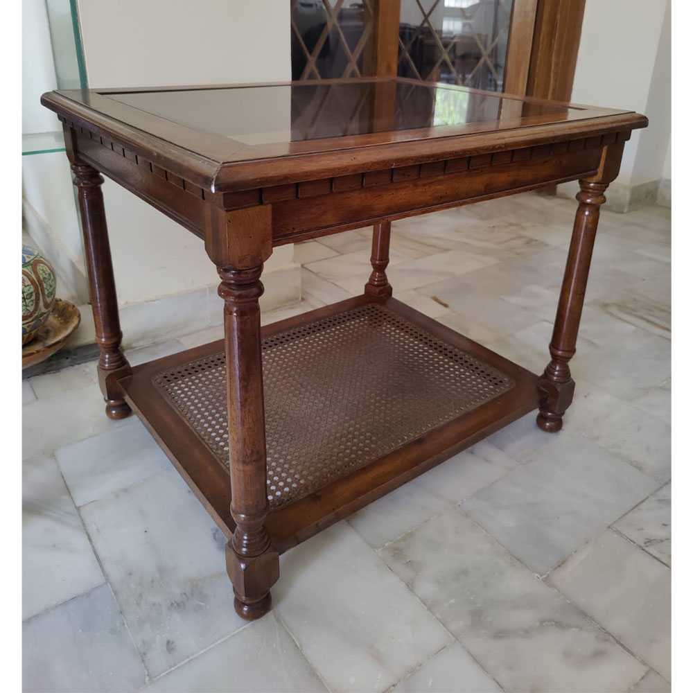 Teak and Cane Side Table - SoUnique.PK