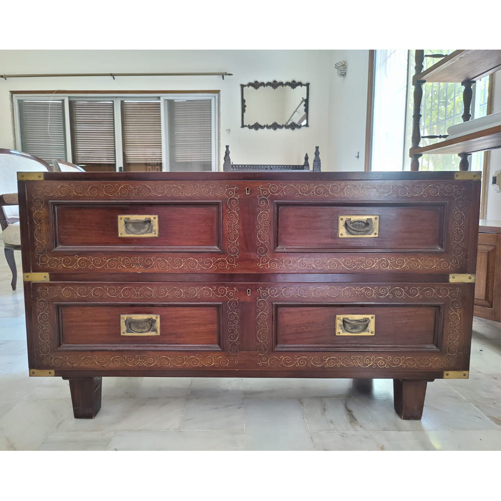 Sheesham & Brass Chest of Drawers - SoUnique.PK