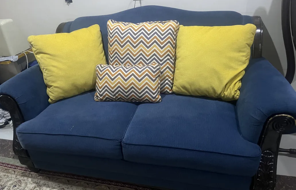 Blue Sofa With Cushions Front View Blue Sofa With Cushions Front View