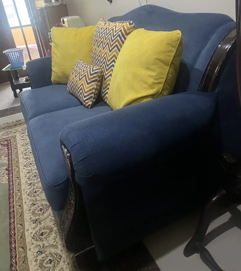 Blue Sofa With Cushions Side View Blue Sofa With Cushions Side View