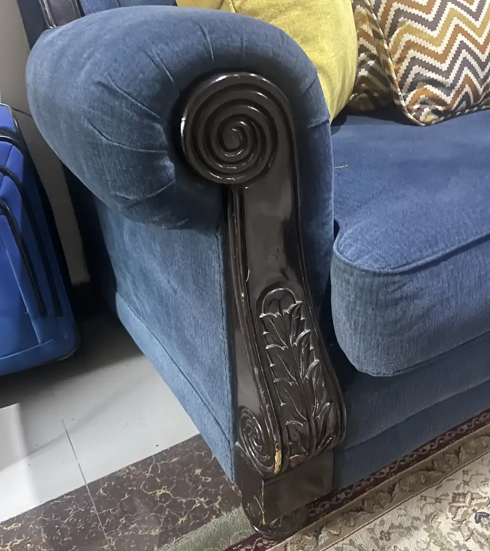 Blue Sofa With Cushions Front View Blue Sofa With Cushions Front View