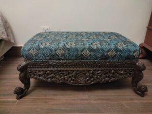 Sheesham Carved Ottoman-SoUnique.PK