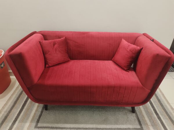 Red Velvet 2 Seater Sofa-SoUnique.PK