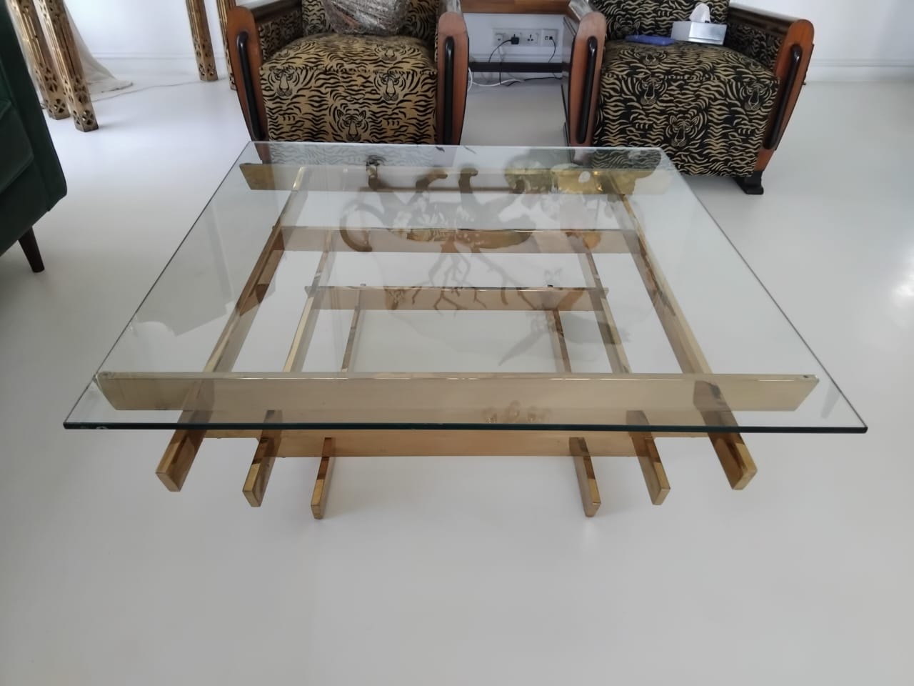 Modern Metal & Gold Coffee Table-SoUnique.PK