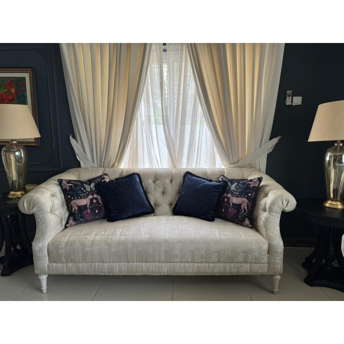 Luxury Cream Tufted Sofa - SoUnique.PK