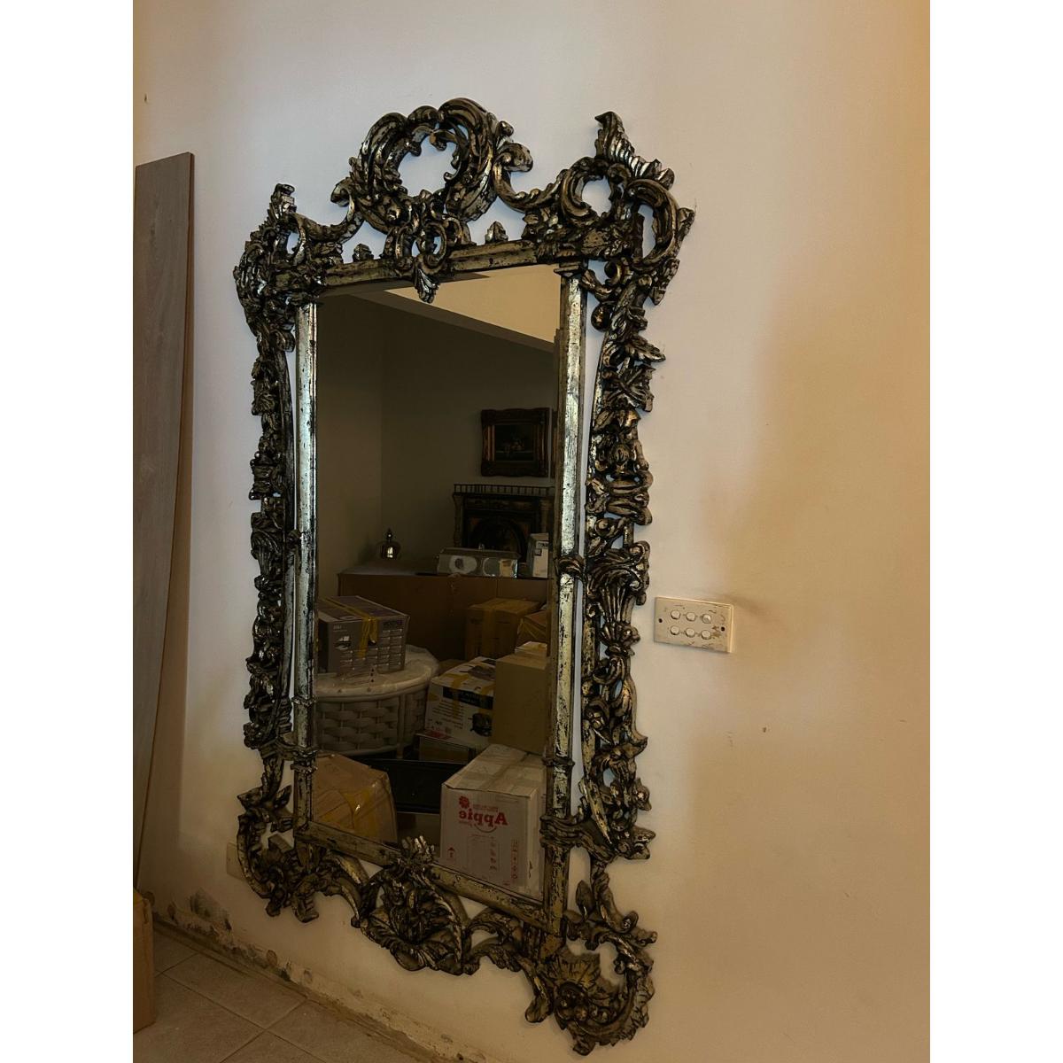 Ornate Wall Mirror with Carved Wooden Frame-SoUnique.PK