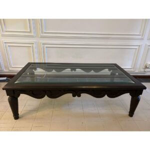 Sheesham Wood Coffee Table Glass Top-SoUnique.PK