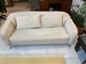 White Suede 2-Seater Sofa-SoUnique.PK