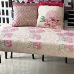Cross Stitch Design Ottoman With Cushions-SoUnique.PK