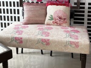 Cross Stitch Design Ottoman With Cushions-SoUnique.PK