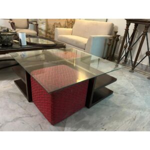 Glass Top Center Table with Ottoman Pair-SoUnique.PK