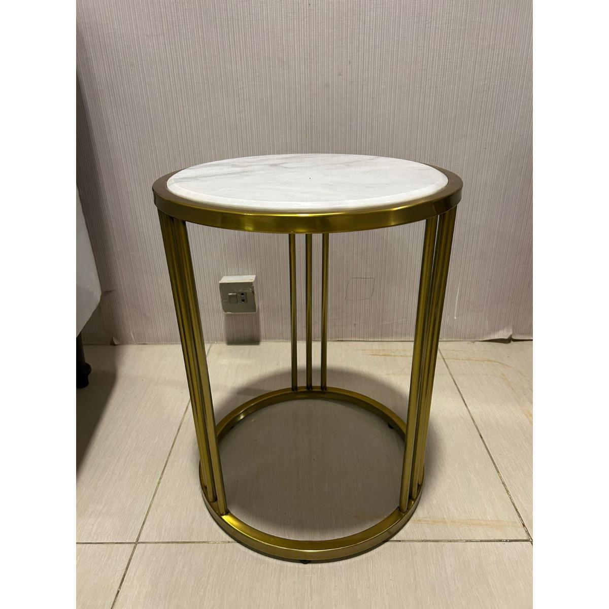 Modern Marble & Gold Stainless Steel Side Table - SoUnique.PK