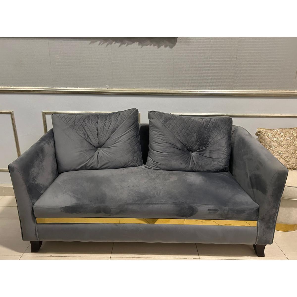 Modern Dove Grey Velvet 2-Seater Sofa - SoUnique.PK