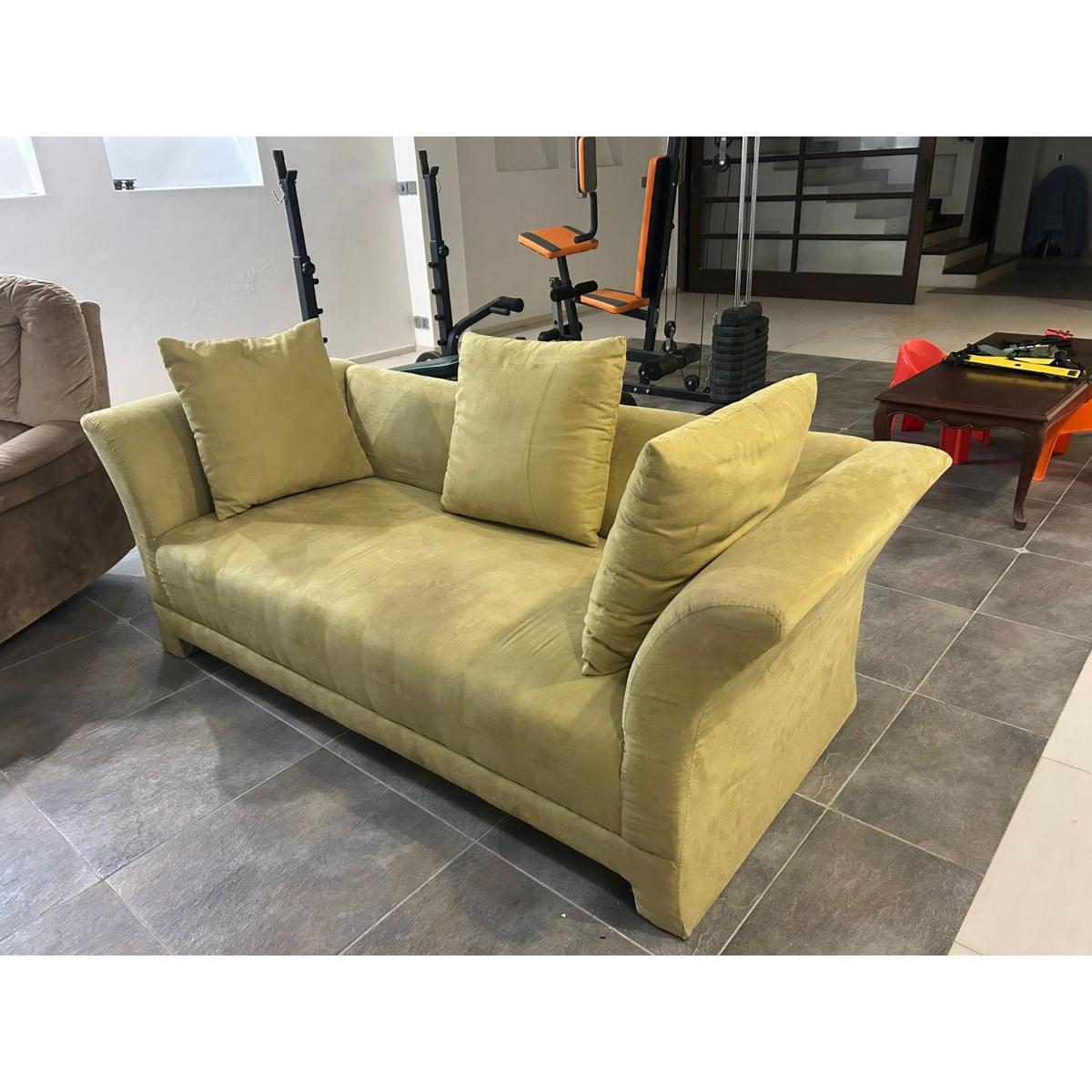 Modern 2-Seater Sofa in Green Suede - SoUnique.PK