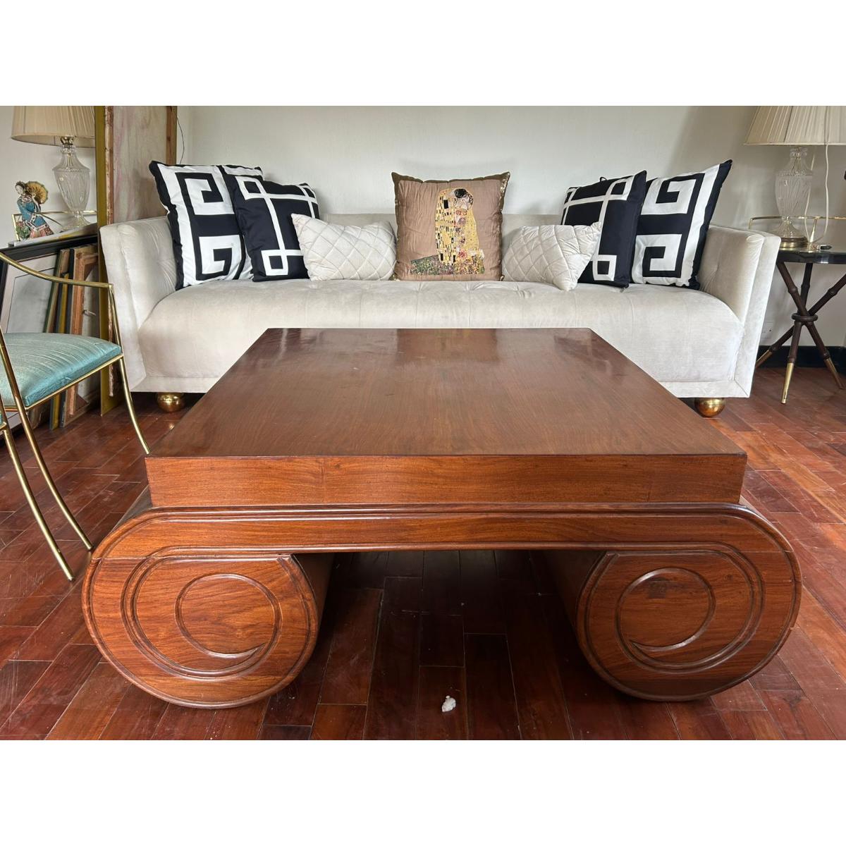 Contemporary Sheesham Scroll-Leg Coffee Table - SoUnique.PK