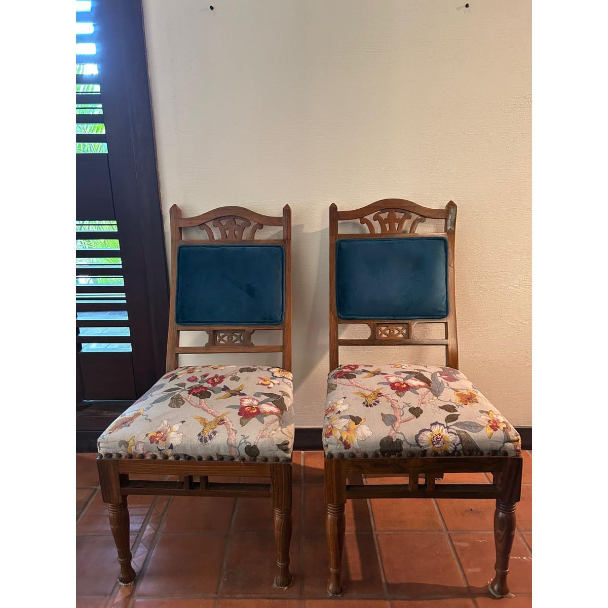 Accent Chairs with Velvet and Floral Upholstery - SoUnique.PK