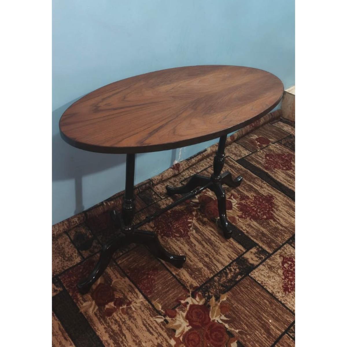Vintage Rosewood & Teak Veneer Oval Table - SoUnique.PK