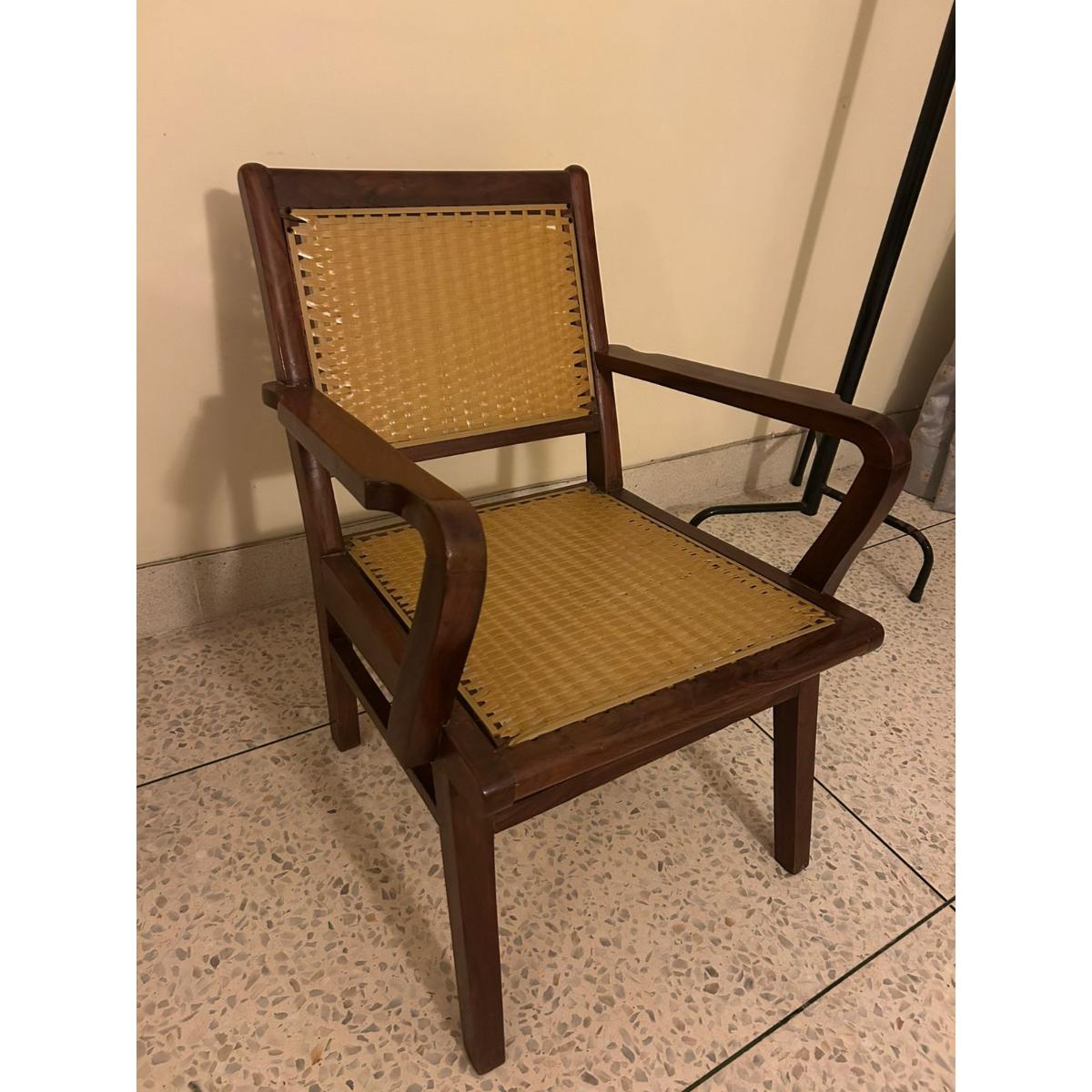 Sheesham Armchair with Wicker Seat - SoUnique.PK