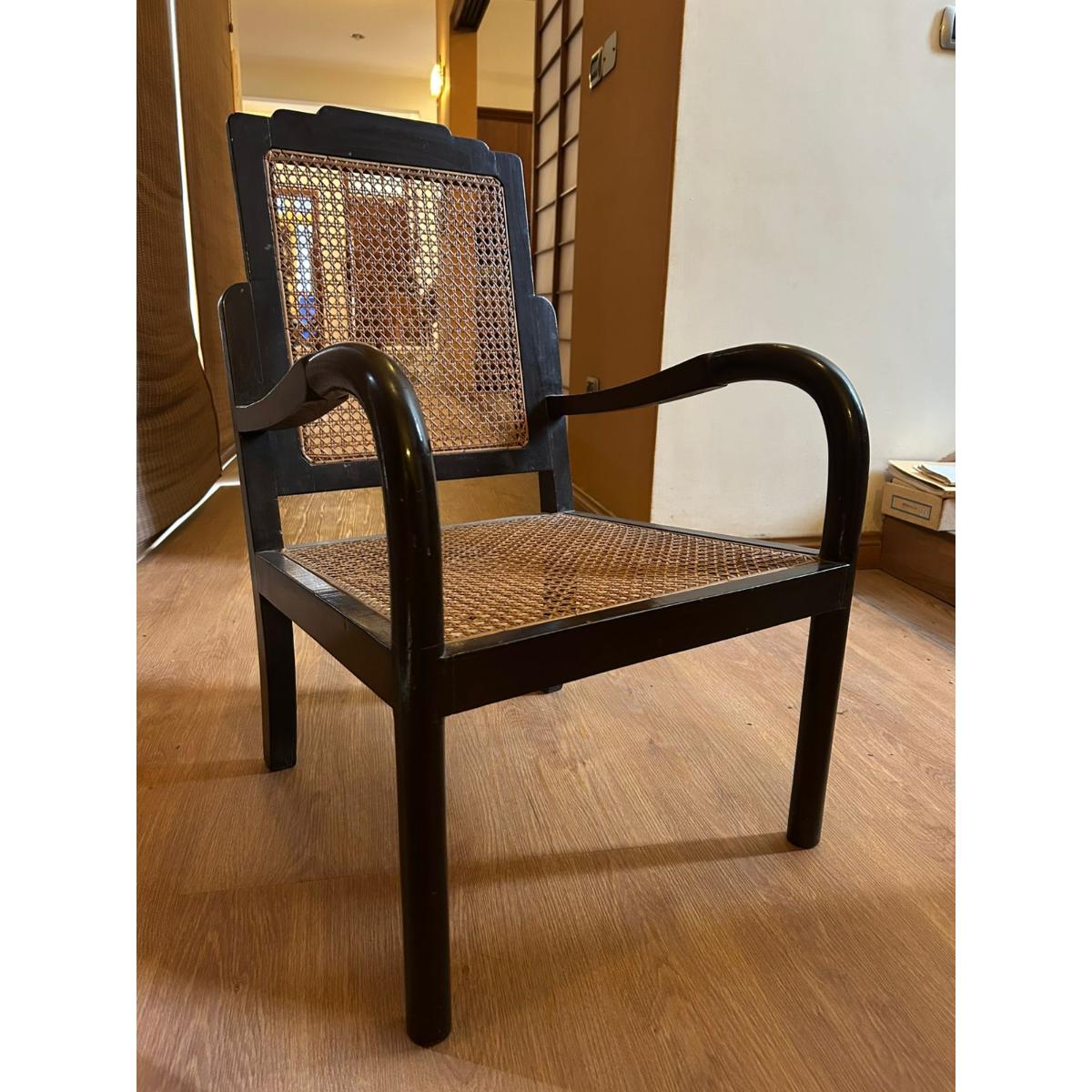 Pair of Vintage Armchairs with Wicker Seat - SoUnique.PK