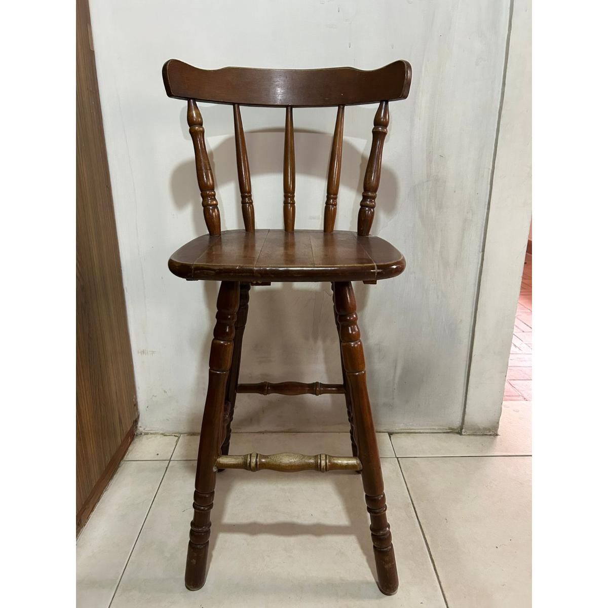 Single High Stool with Spindle Back - SoUnique.PK