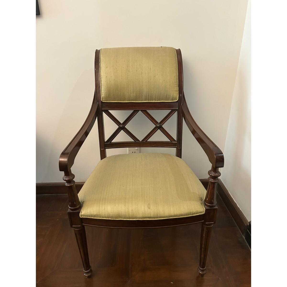 Pair of Sheesham Chairs with Silk Upholstery - SoUnique.PK