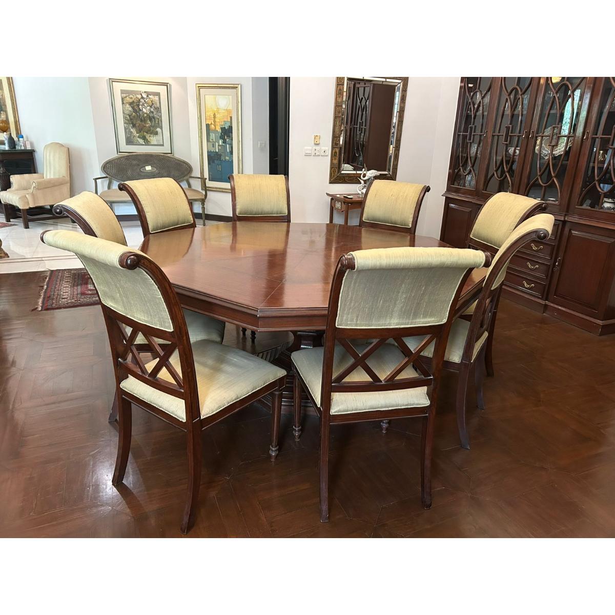 Sheesham Wood Round Dining Set with 8 Chairs - SoUnique.PK